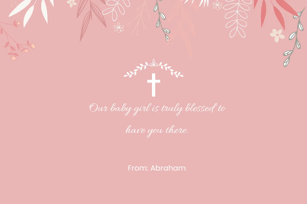 Free Thank You For Coming Baptism Card Template to Edit Online