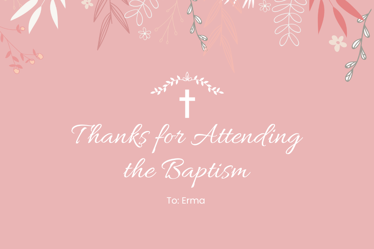Thank You For Coming Baptism Card Template