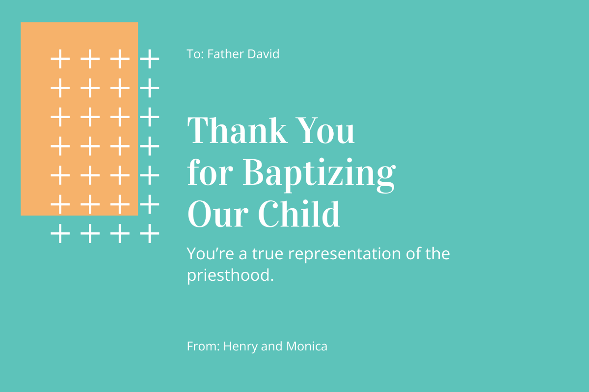 Baptism Thank You Card For Priest Template