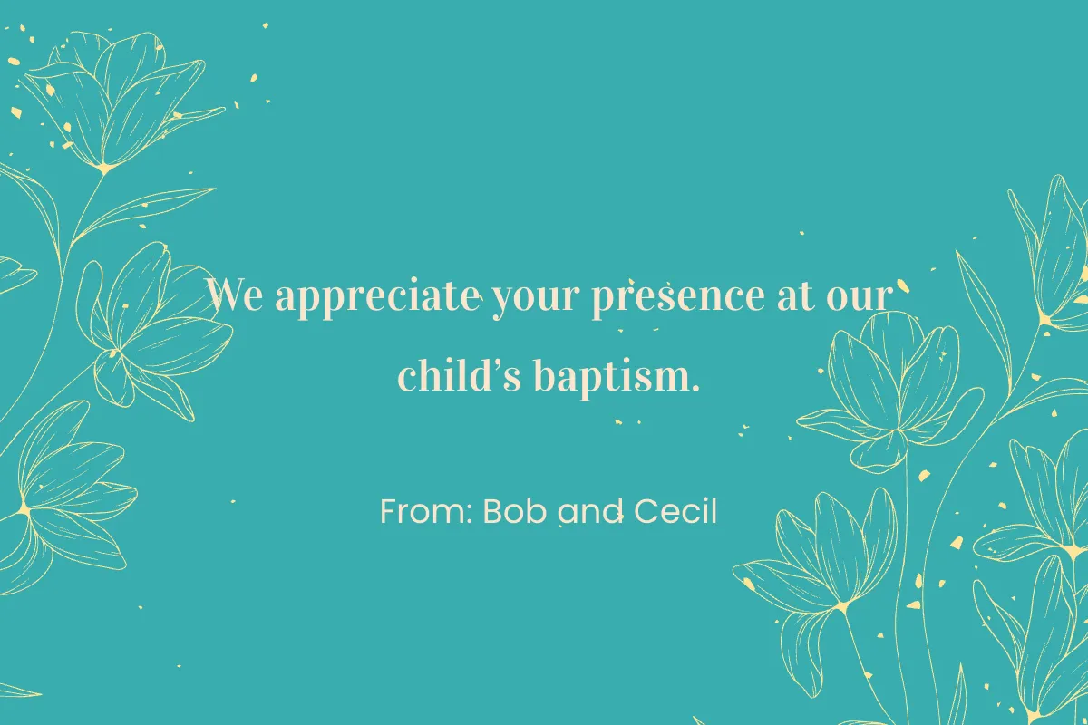 Free Baby Baptism Thank You Card Template to Edit Online