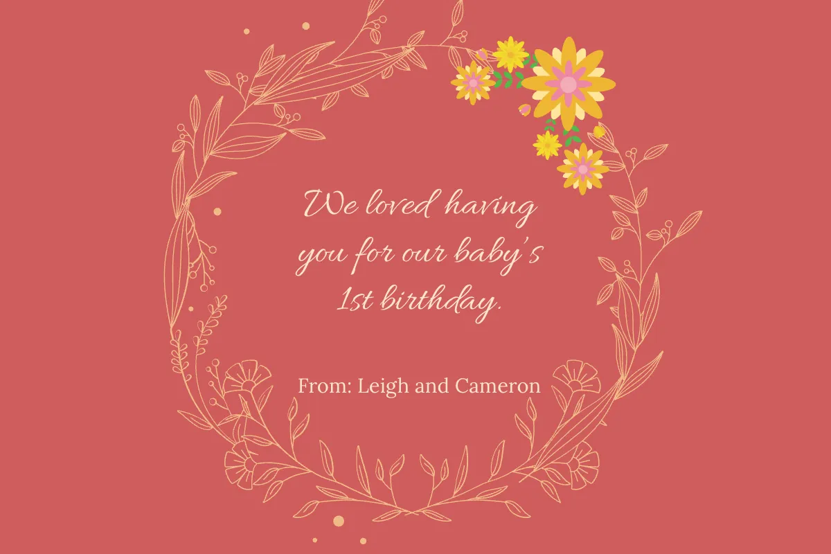 Free First Birthday Thank You Card Template to Edit Online