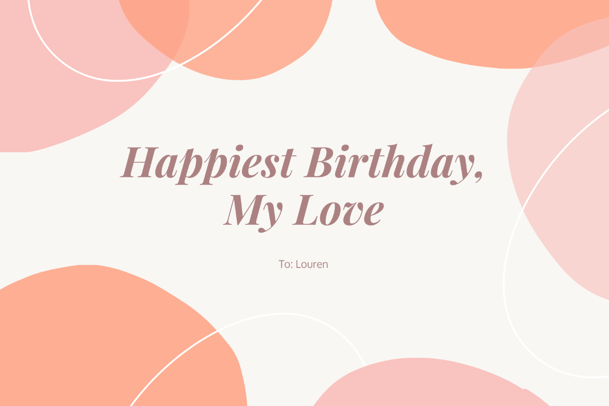 Free Romantic Birthday Card For Wife Template