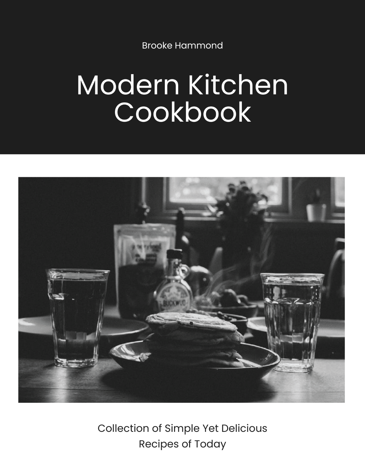 Free Modern Black and White Recipe Cookbook Template