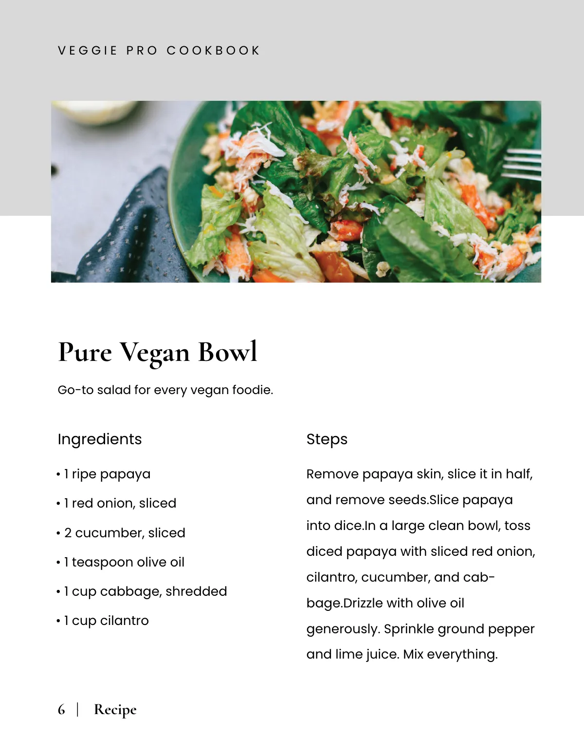 Free Elegant Vegan Cookbook Template to Edit Online