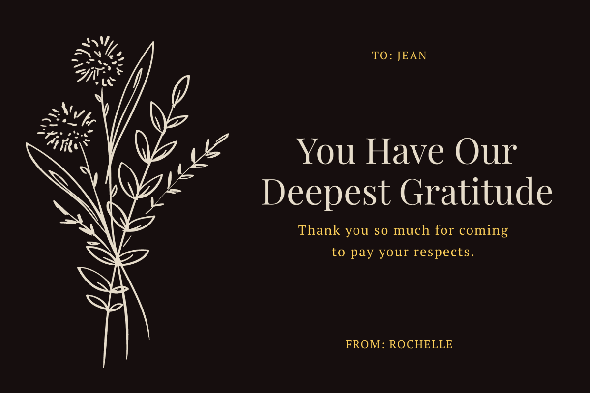 Free Thank You For Coming To Funeral Card Template