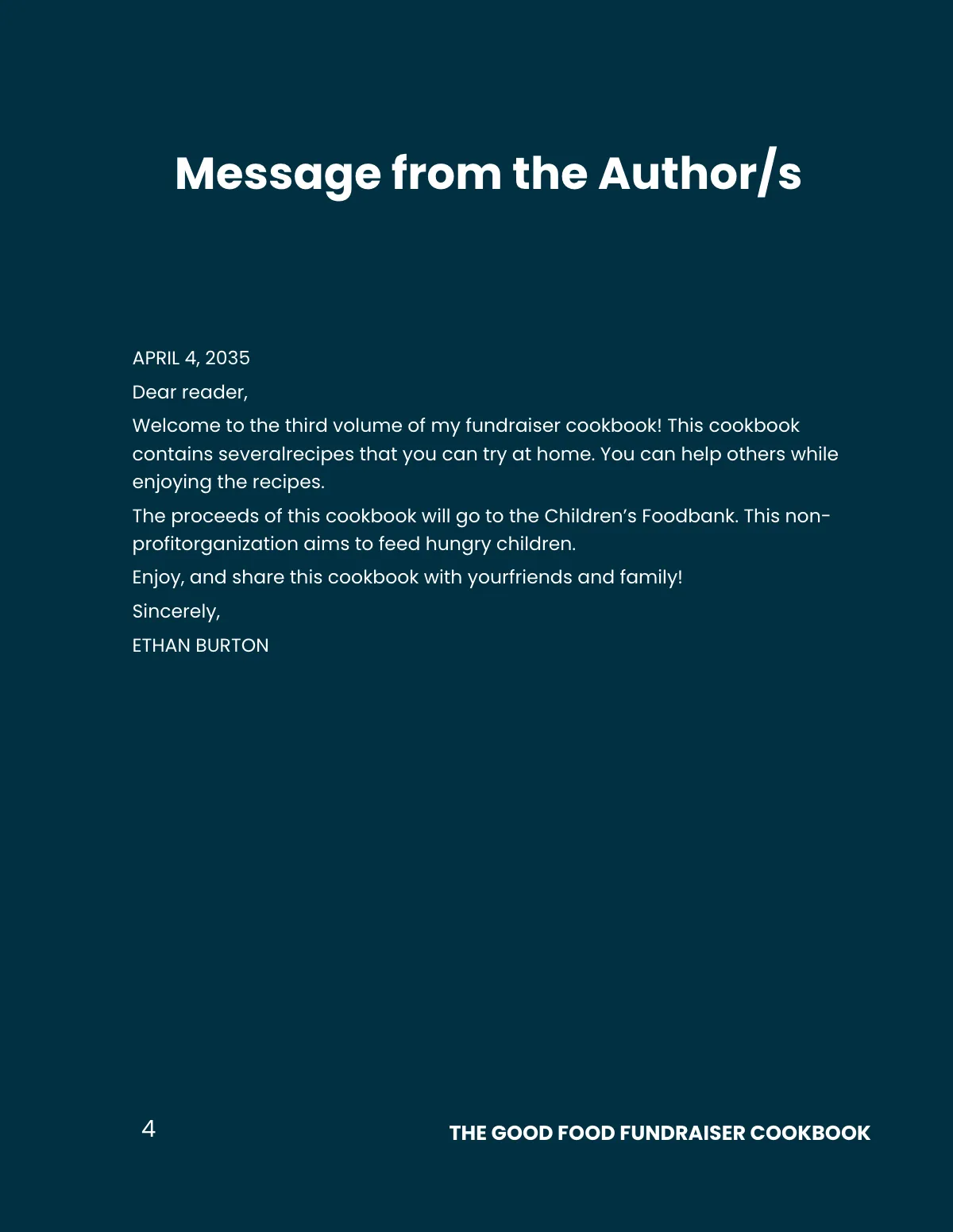 Free Elegant Fundraiser Cookbook Template to Edit Online