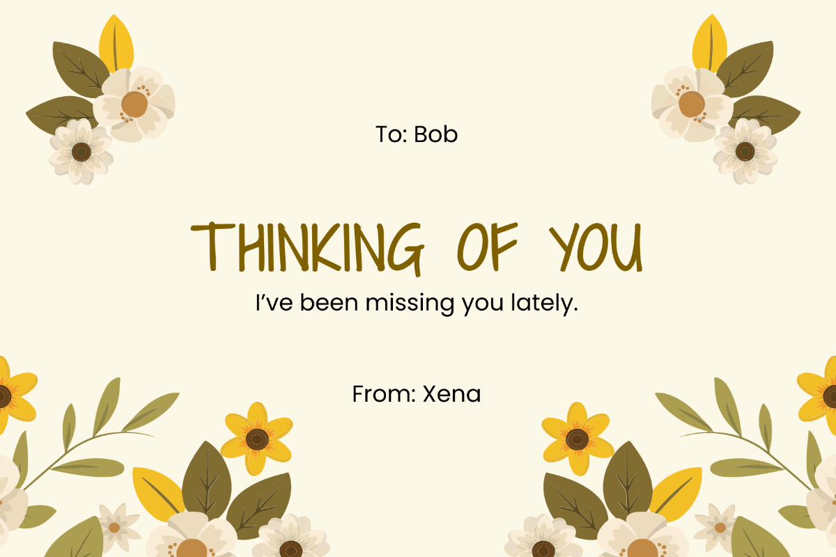 Thinking Of You Greeting Card Template