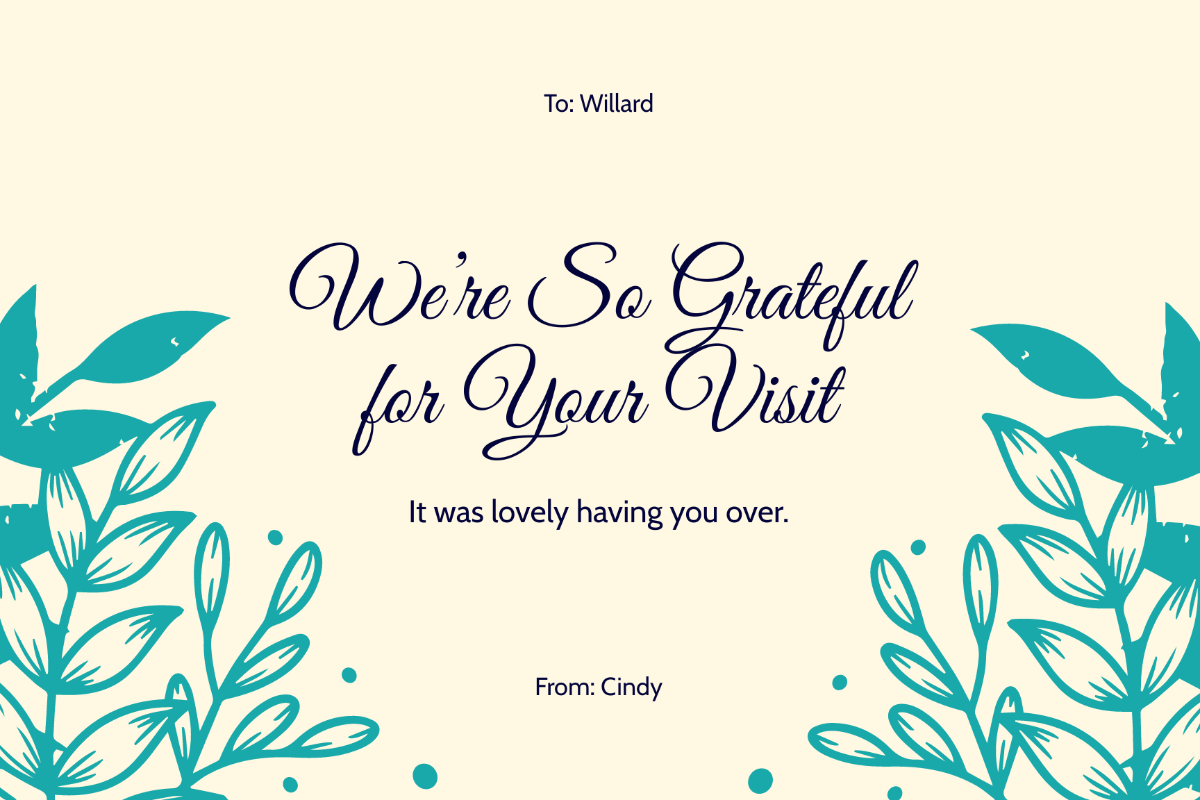 Free Thank You For Coming Greeting Card Template