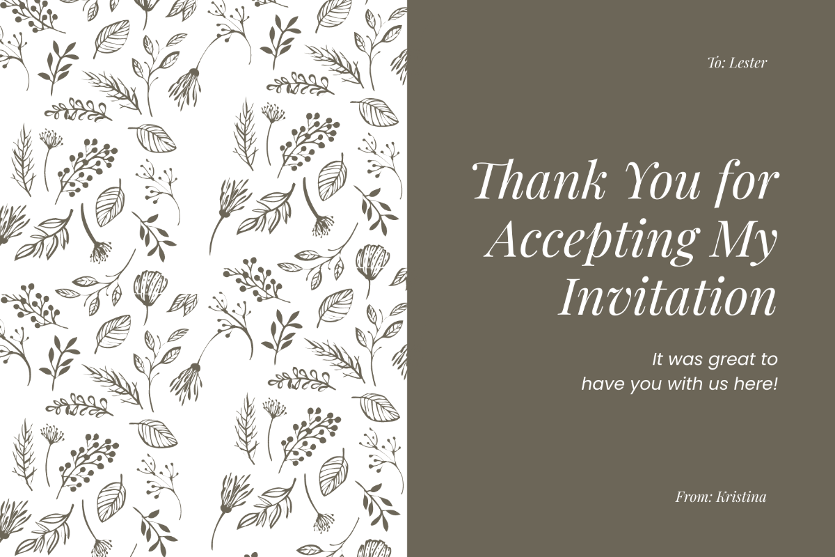 Free Thank You For Coming Card Template