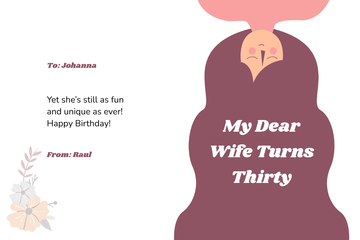 Free 30th Birthday Card for Wife Template