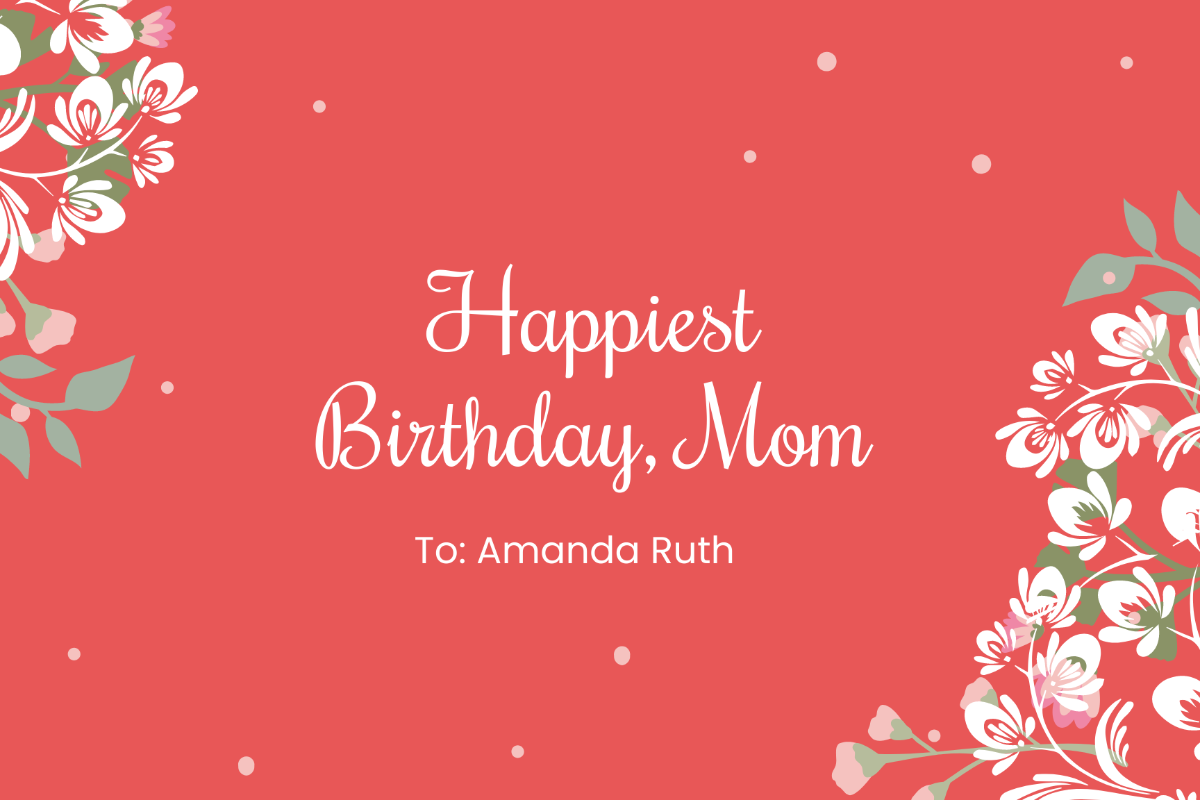 Free Happy Birthday Card For Mom Template