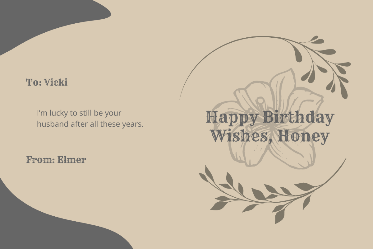 Vintage Birthday Card for Wife Template