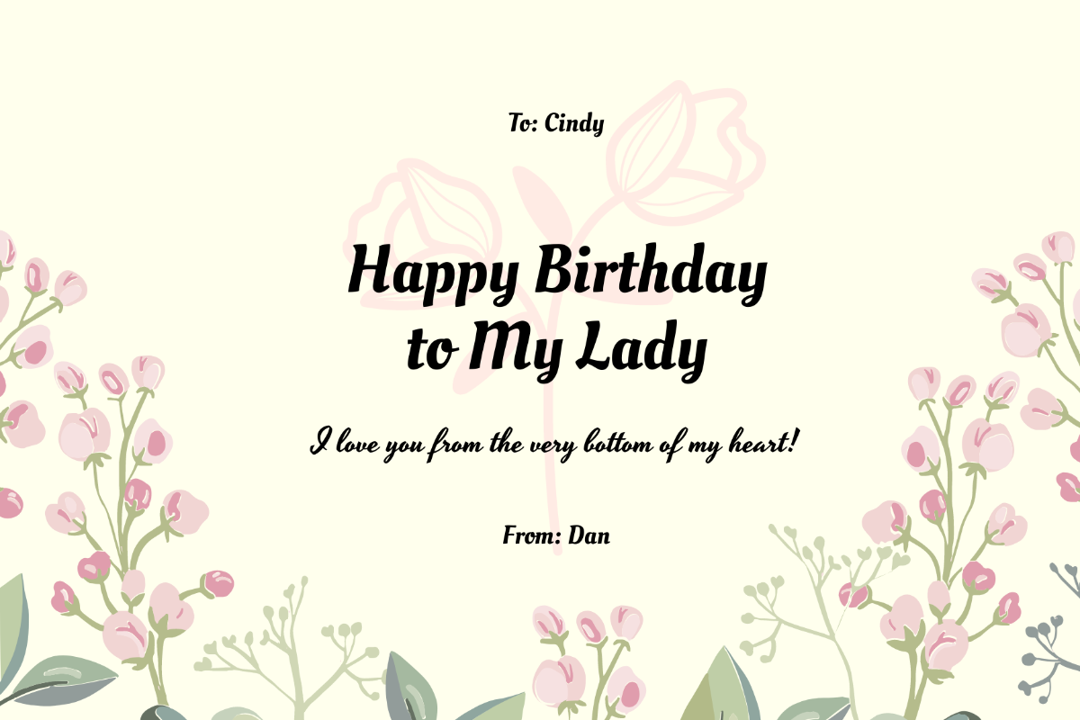 Happy Birthday Card for Wife Template