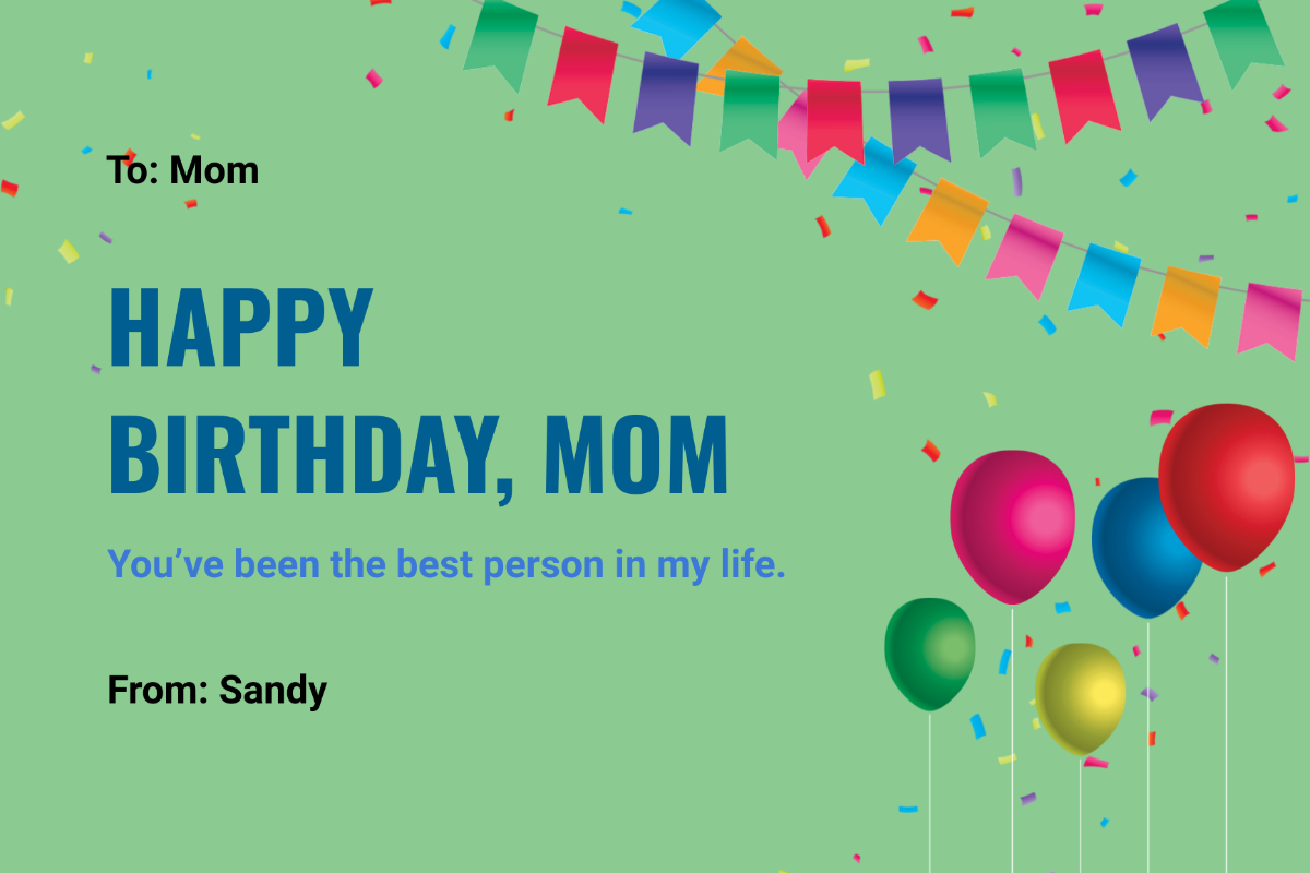 Birthday Card For Mom Template