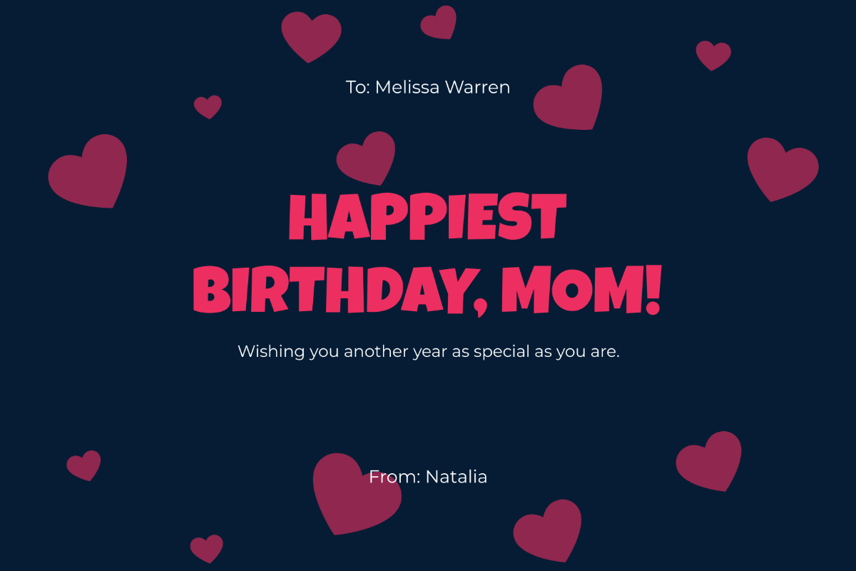 Simple Birthday Card For Mom Template