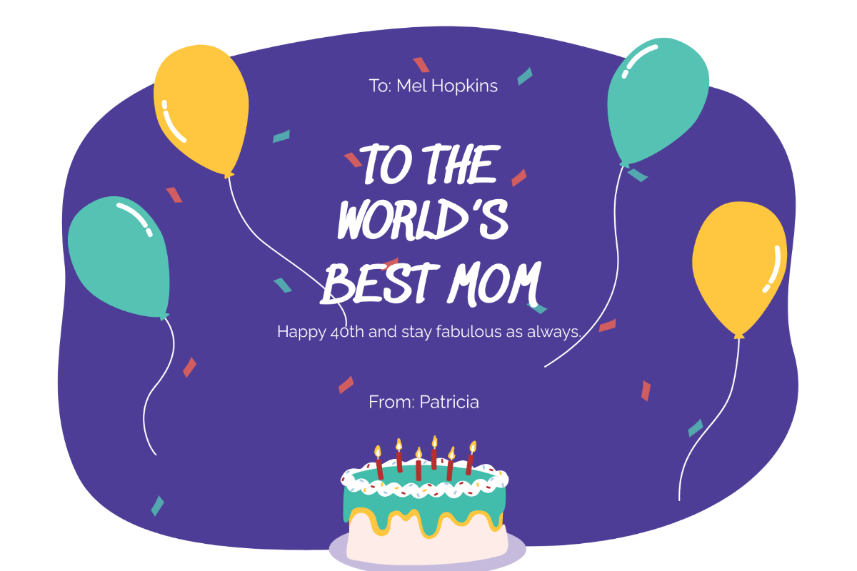 Personalized Birthday Card For Mom Template