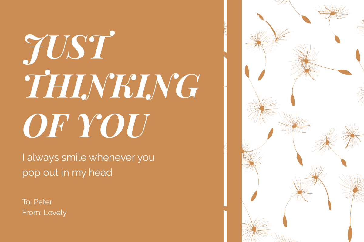 Free Just Thinking Of You Card Template
