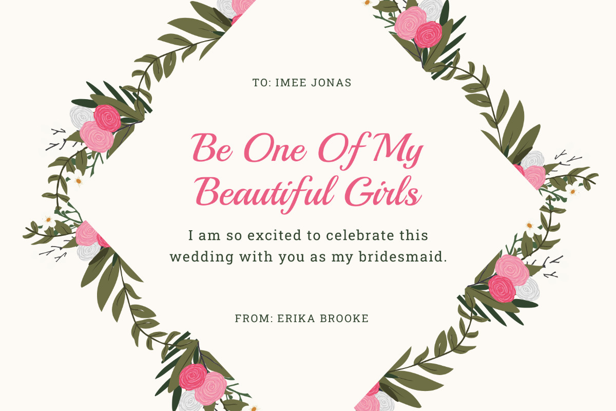 Bridesmaid Invitation Card Template