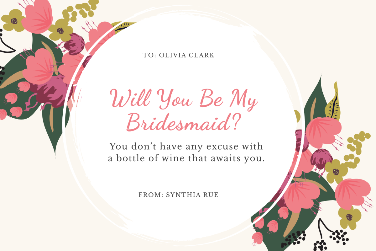 Bridesmaid card - cheeky definition card