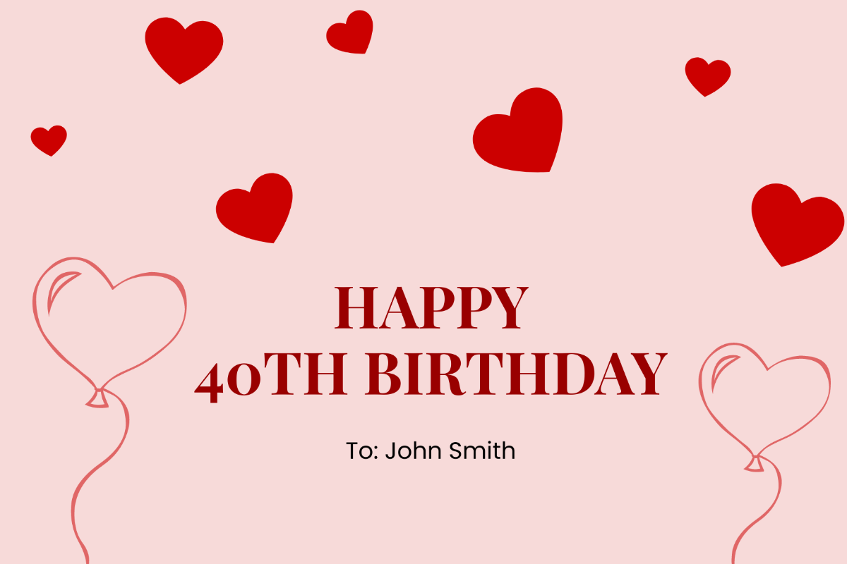 Free 40th Birthday Card For Husband Template