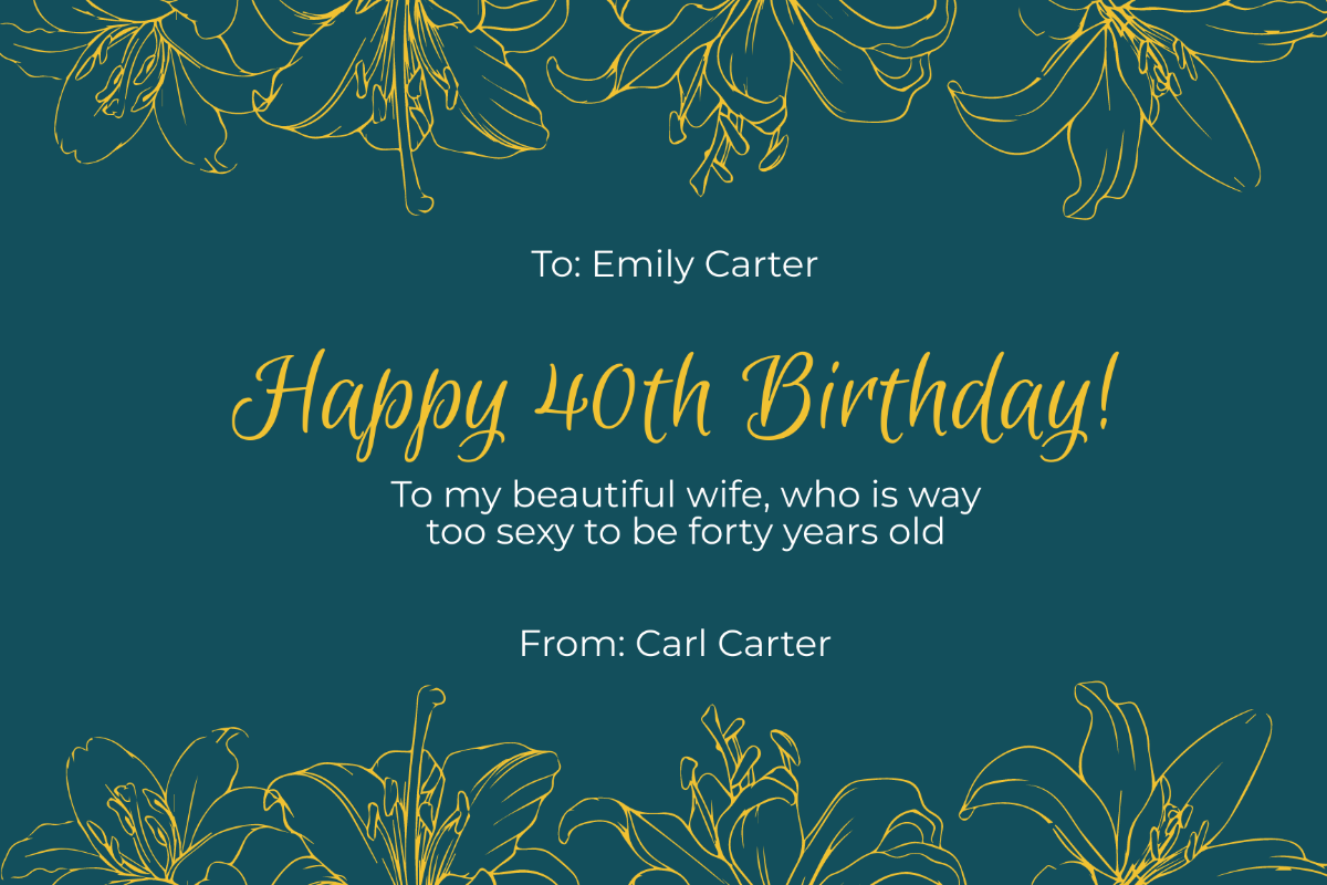 Free 40th Birthday Card Templates Editable And Printable