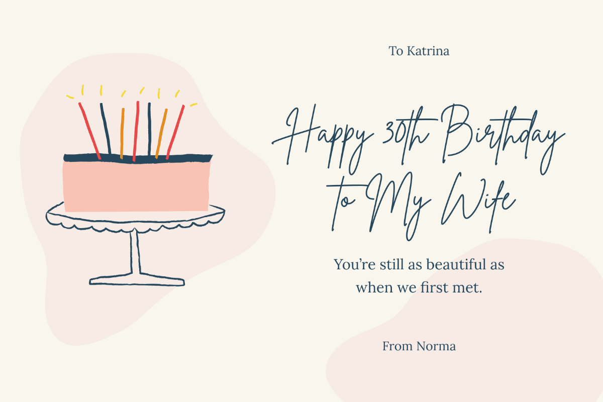 Free 30th Birthday Card For Her Template