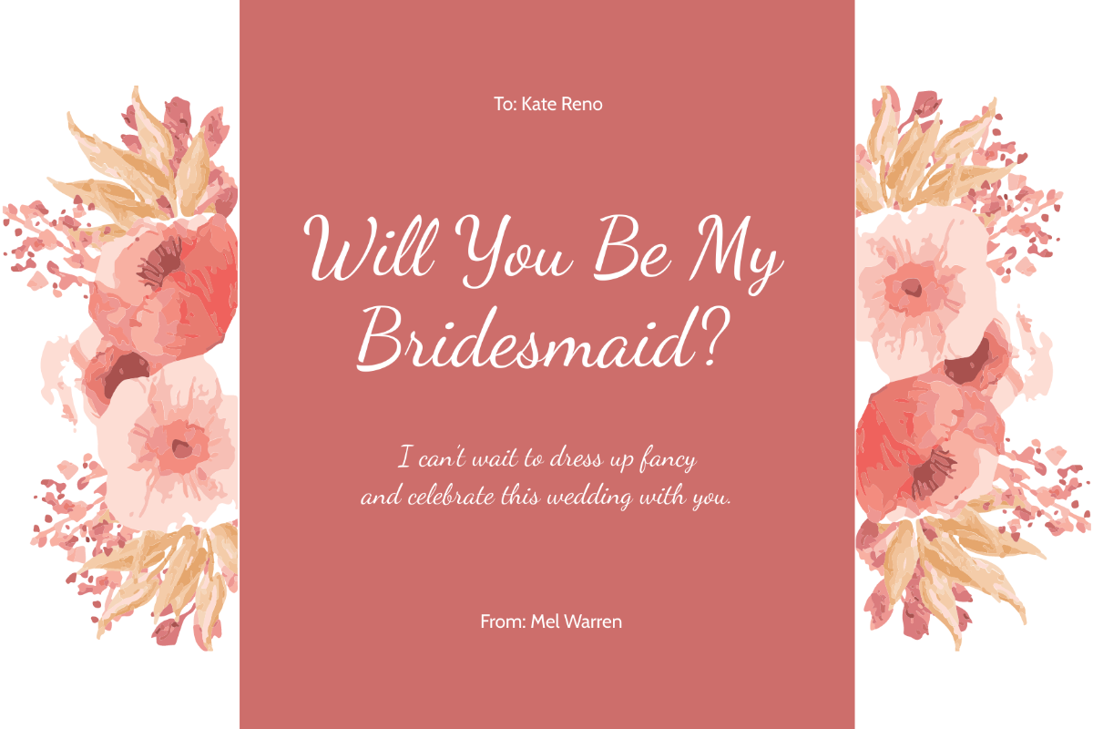 Bridesmaid Proposal Card Template