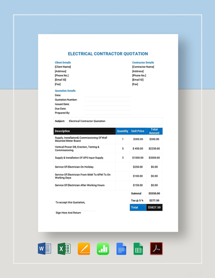 Electrical Contractor Quotation 