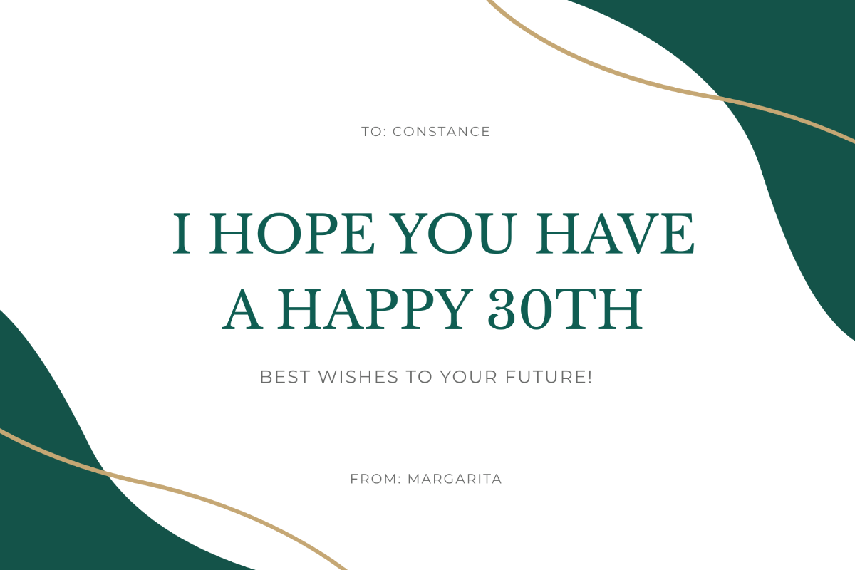 Free Simple 30th Birthday Card Template