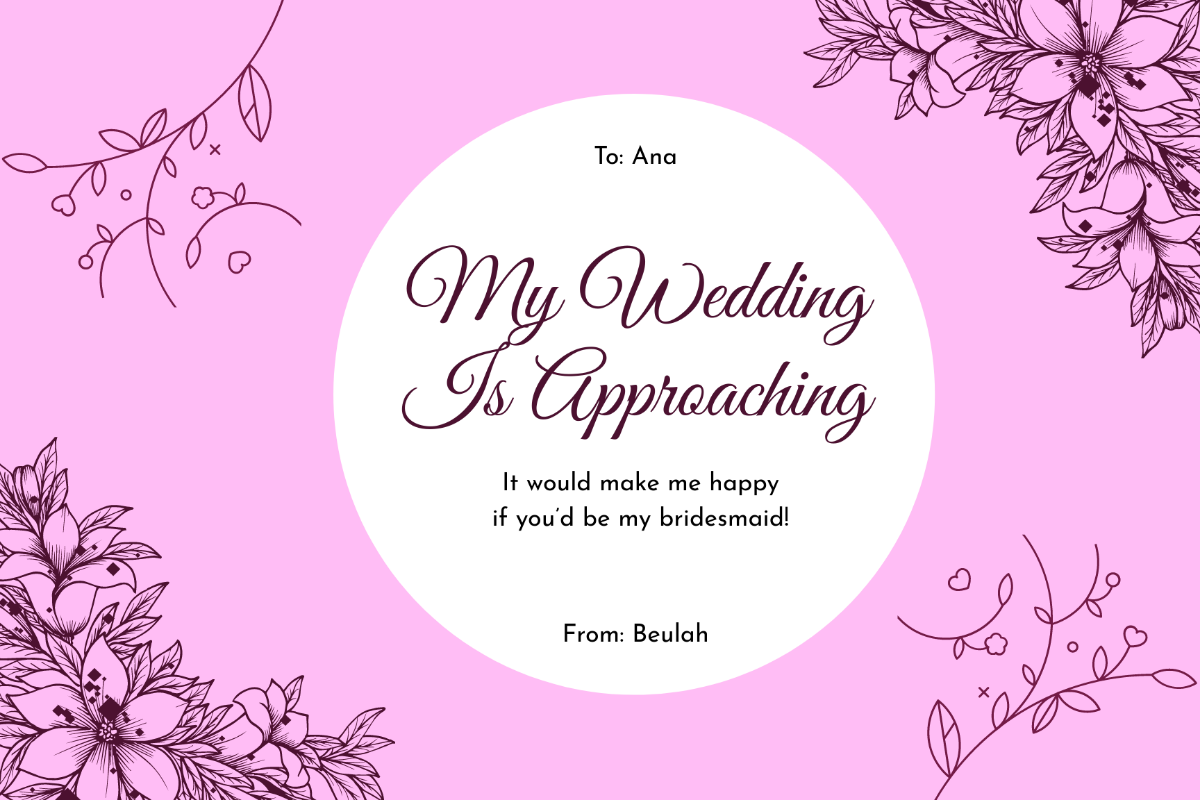 Free Floral Bridesmaid Card Template