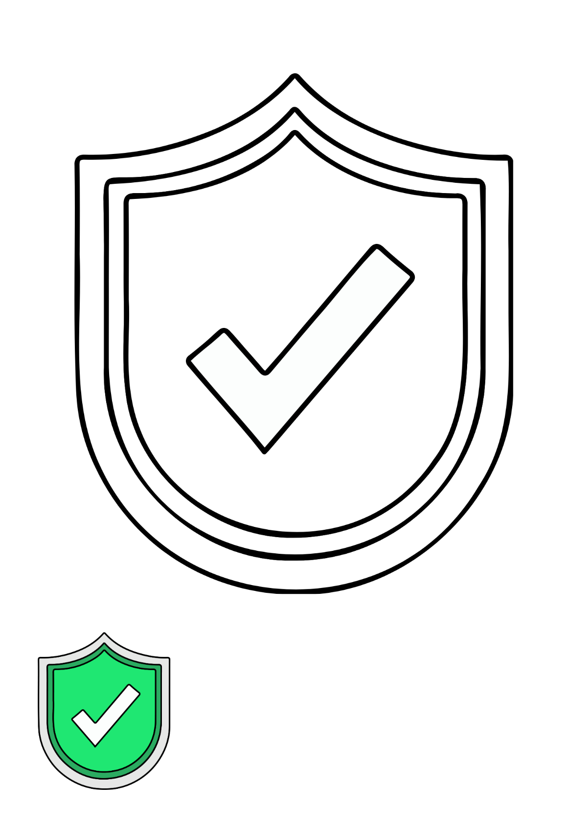 Shield Check Mark coloring page Template