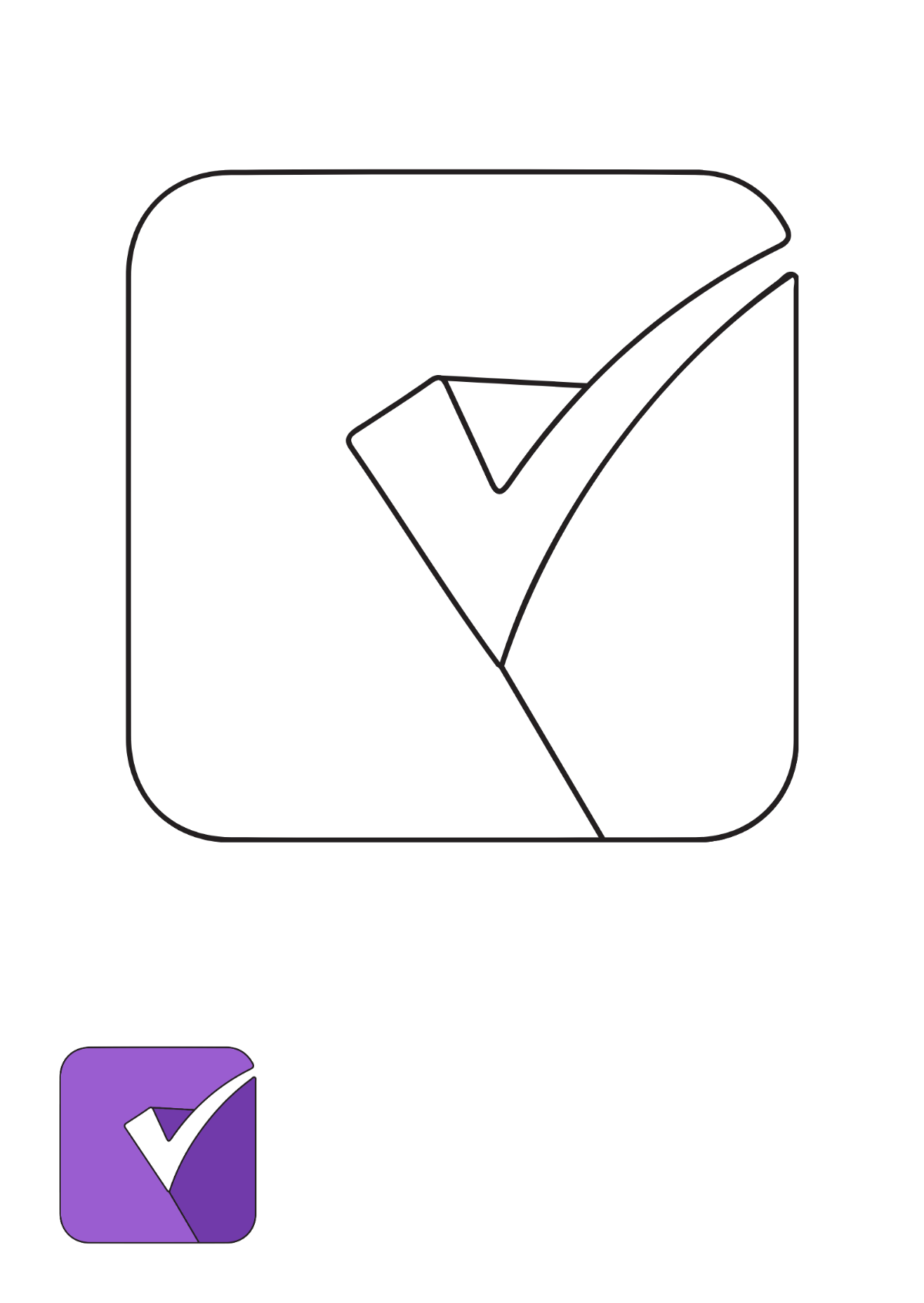 Purple Check Mark coloring page Template