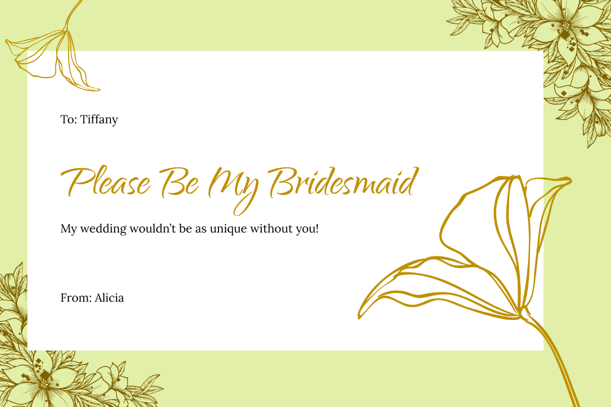 Free Bridesmaid Card Template