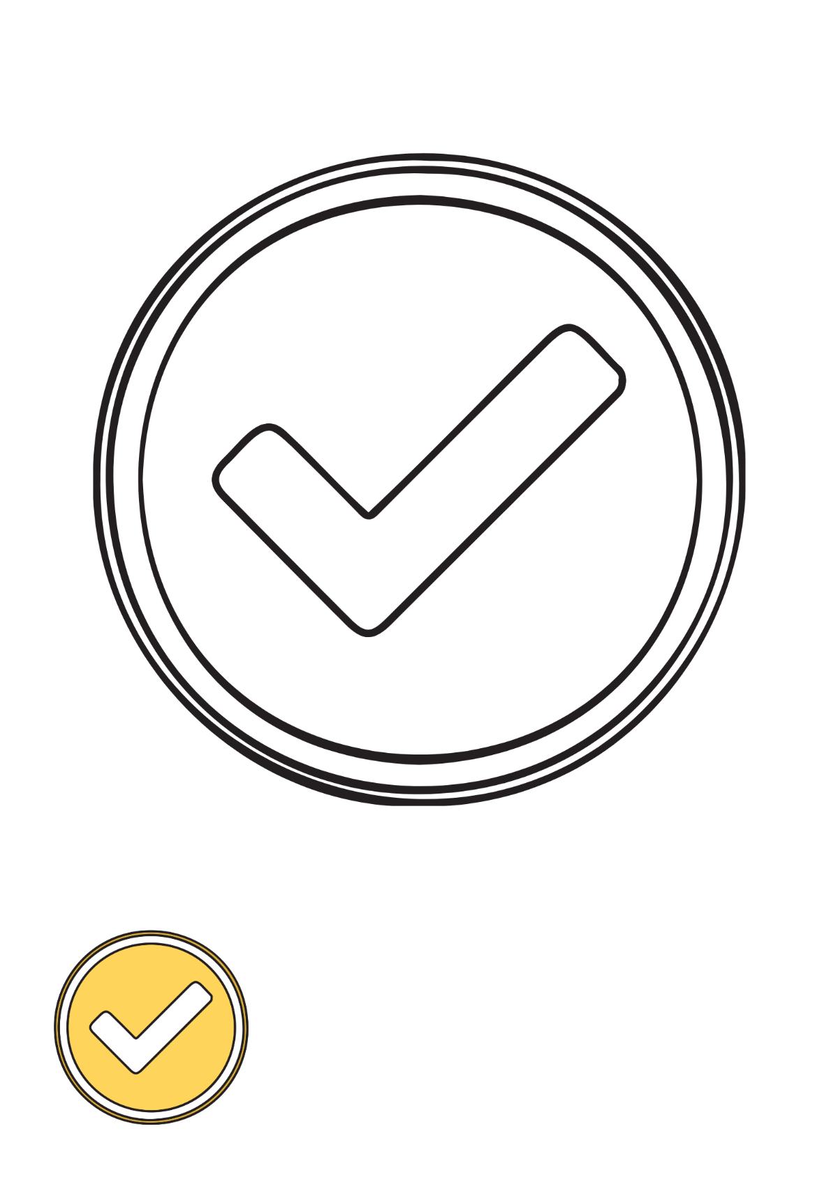 Free Yellow Check Mark coloring page Template