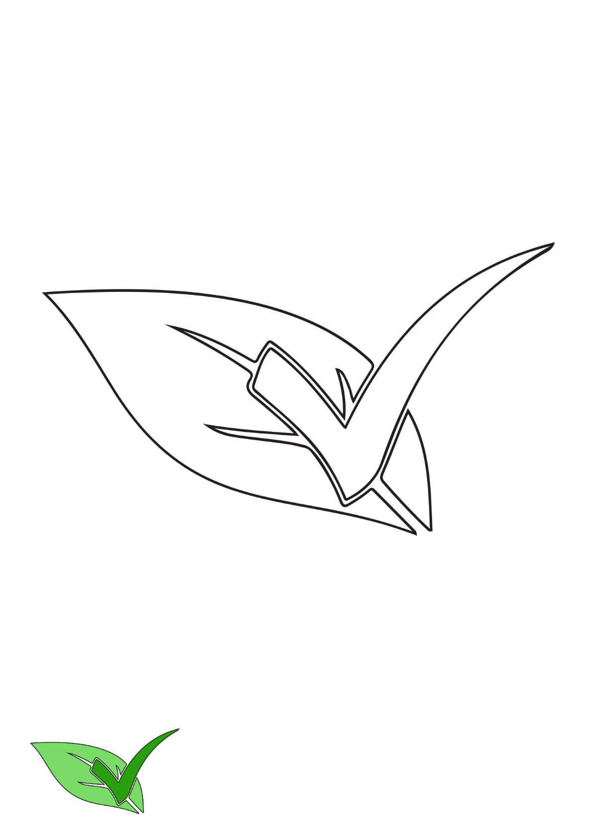 Leaf Tick Mark coloring page Template