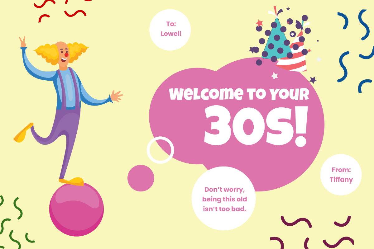Free Funny 30th Birthday Card Template