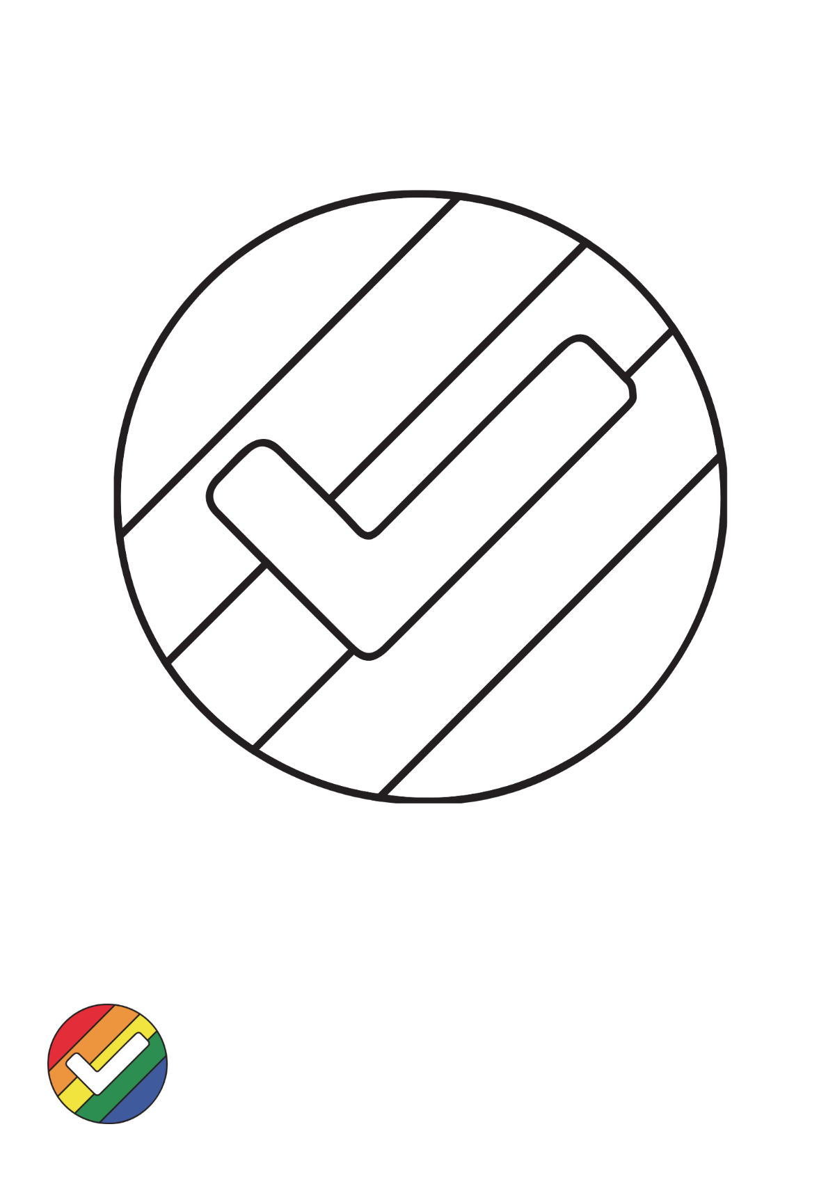 Free Rainbow Check Mark coloring page Template