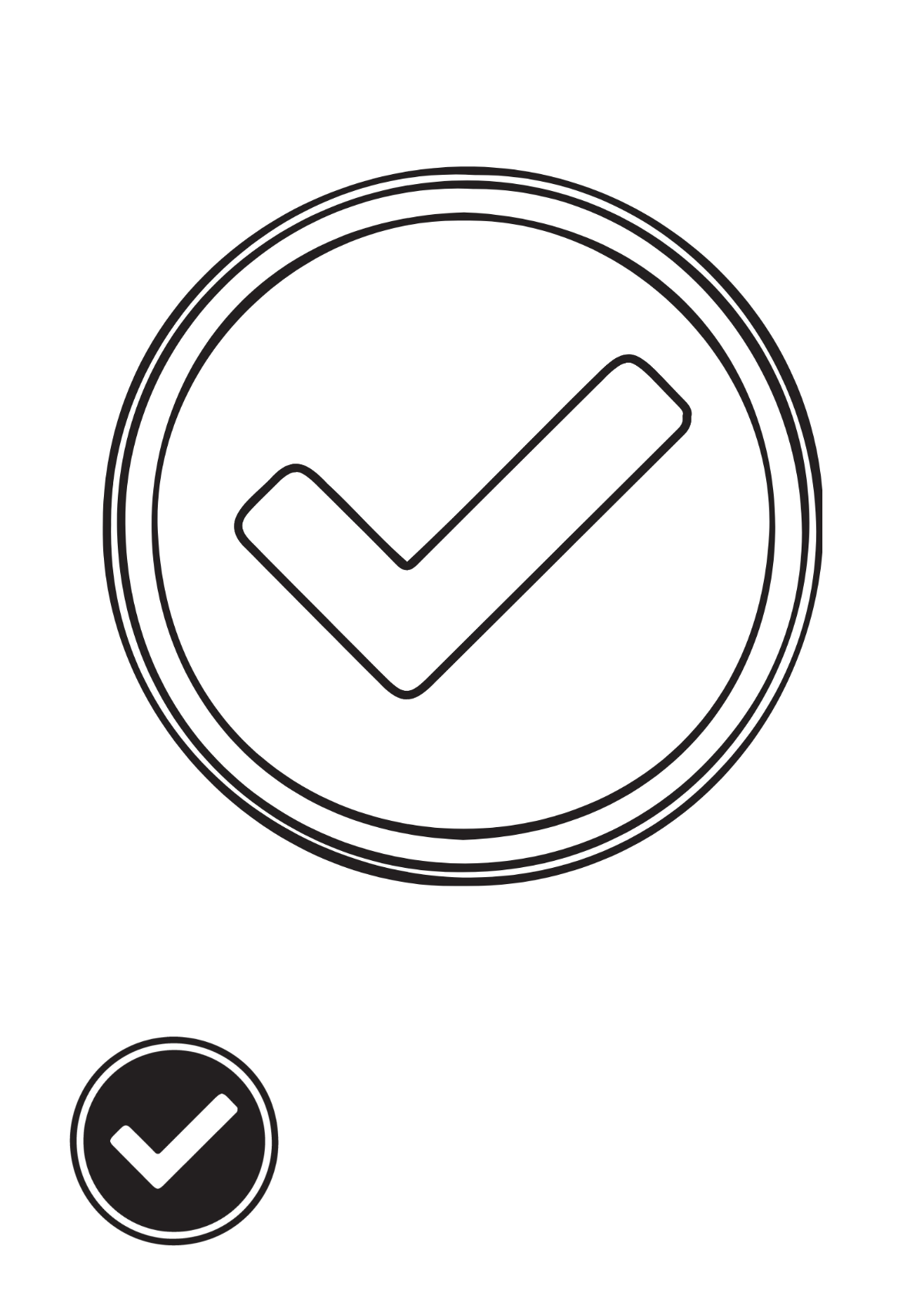 Round Black Tick Mark coloring page Template