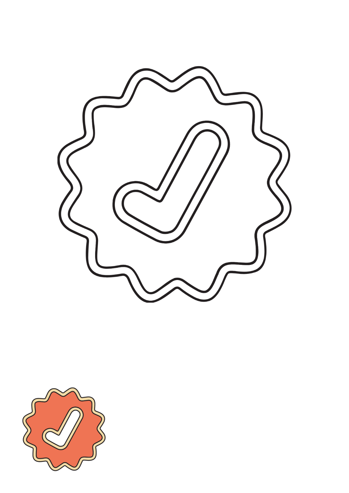 Verified Tick Mark coloring page Template