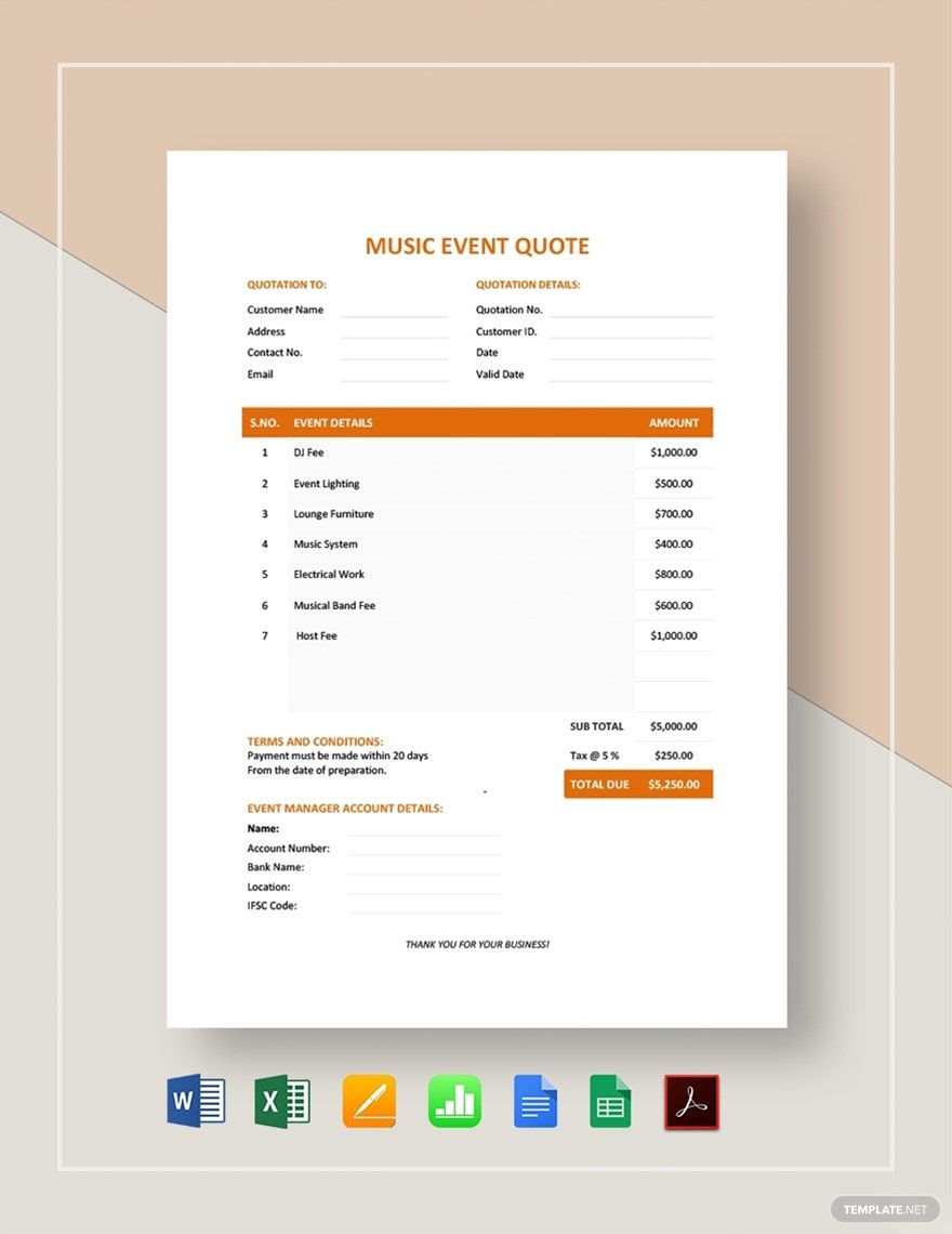 Music Event Quote Template