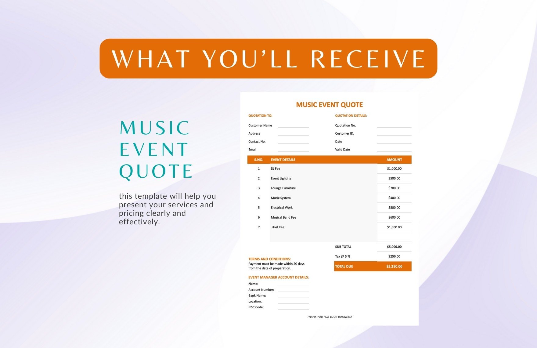 Music Event Quote Template