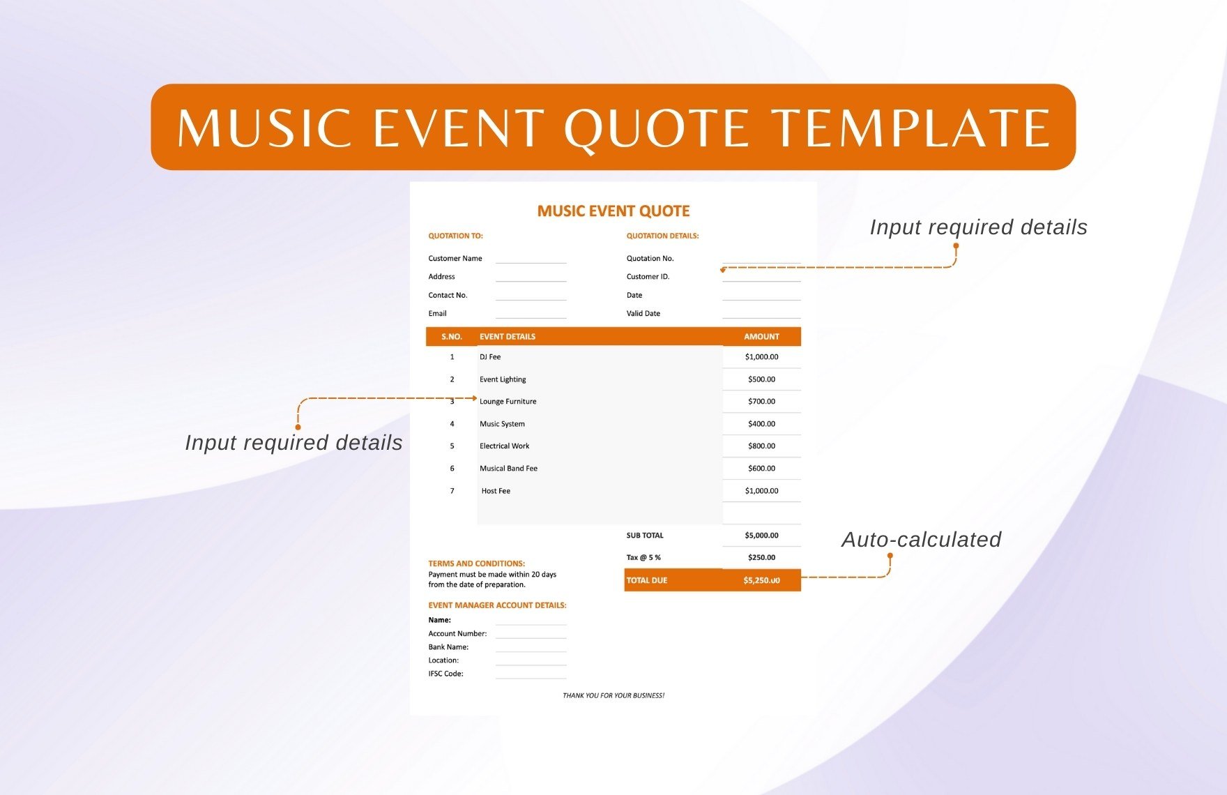 Music Event Quote Template