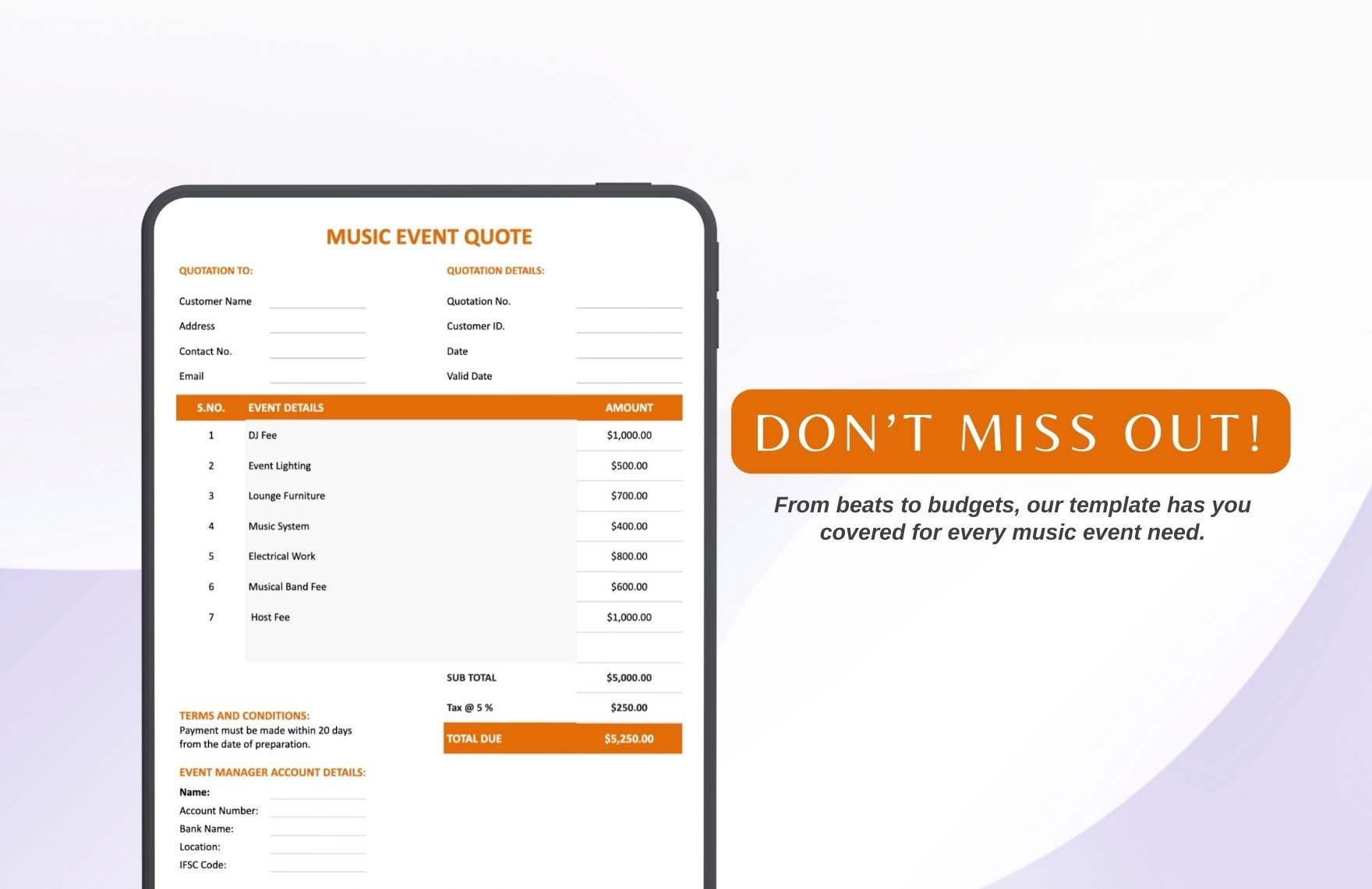 Music Event Quote Template