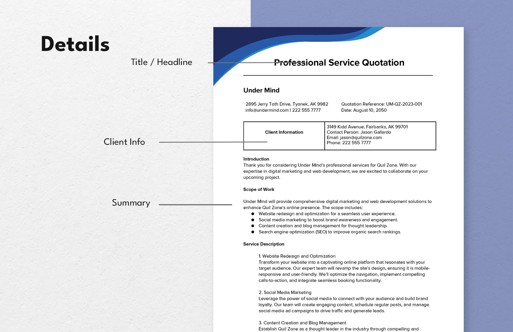 Professional Service Quotation Template