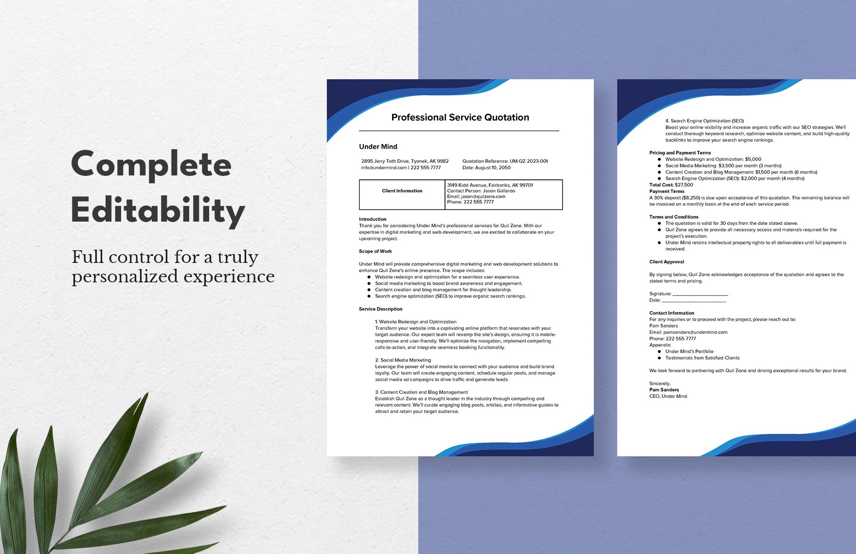 Professional Service Quotation Template