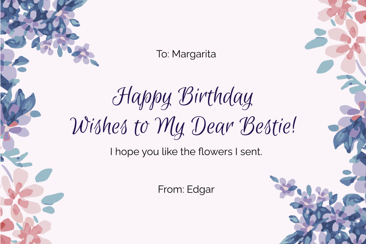 Floral Best Friend Birthday Card Template