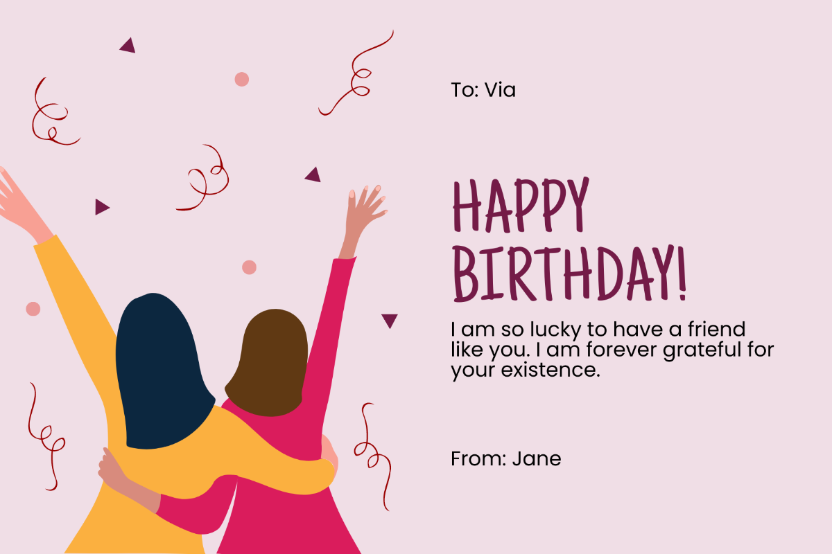 Free Simple Best Friend Birthday Card Template