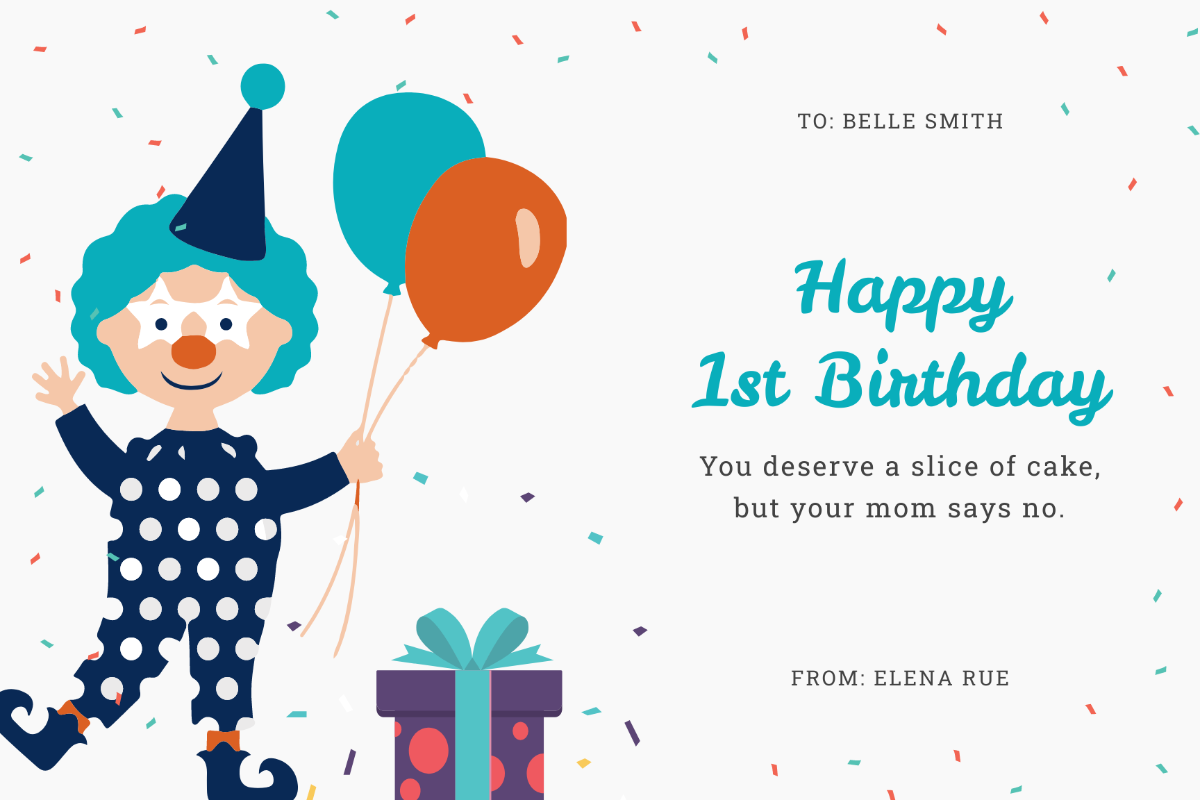 Free Funny 1st Birthday Card Template