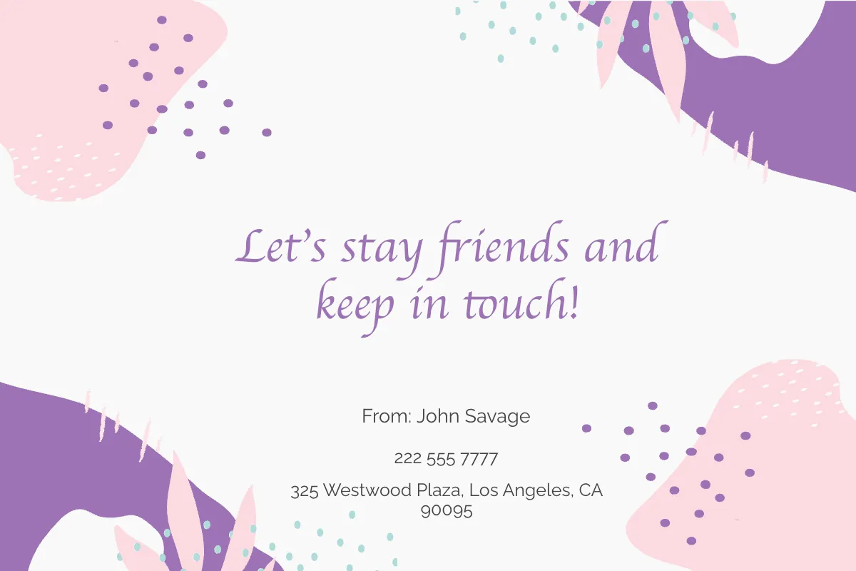 Free Kids Keep In Touch Card Template to Edit Online