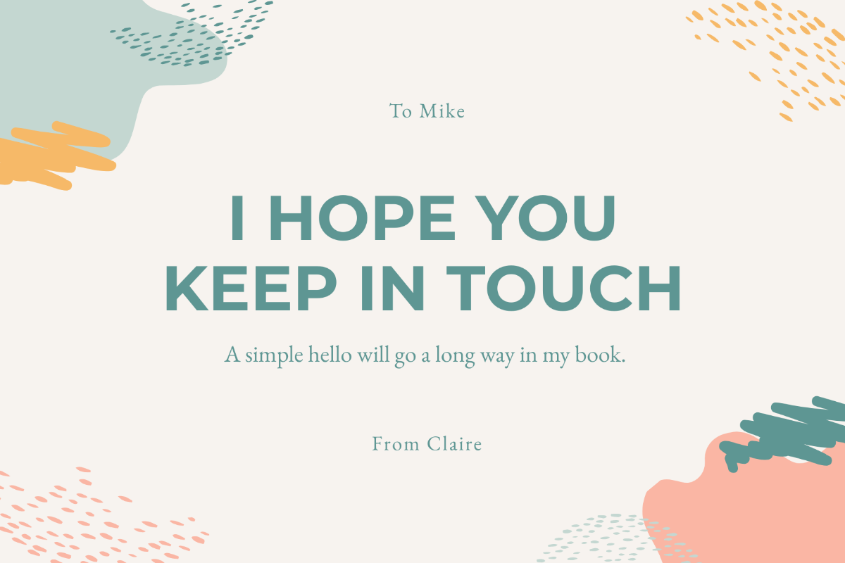 Free Keep In Touch Greeting Card Template
